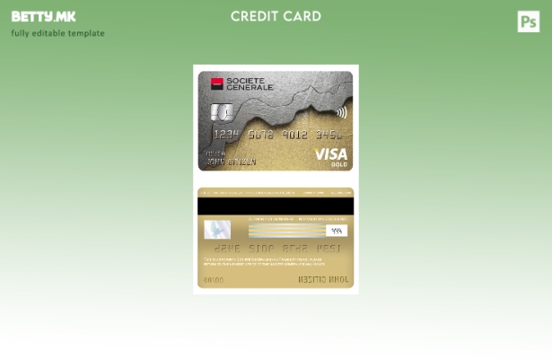 Модерен стил Шаблон за златна картичка за банкарска виза на Франција Société Gén